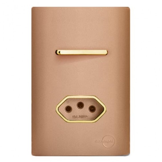 Conjunto Interruptor Paralelo + Tomada 20A 4x2 - Novara Ouro Rose Gold